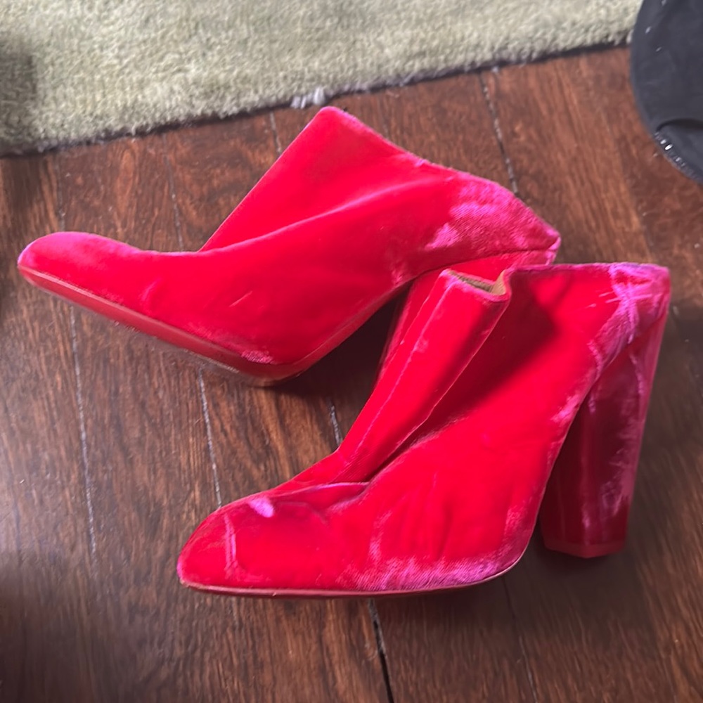 Velvet Givenchy Hot Pink Heeled Mules